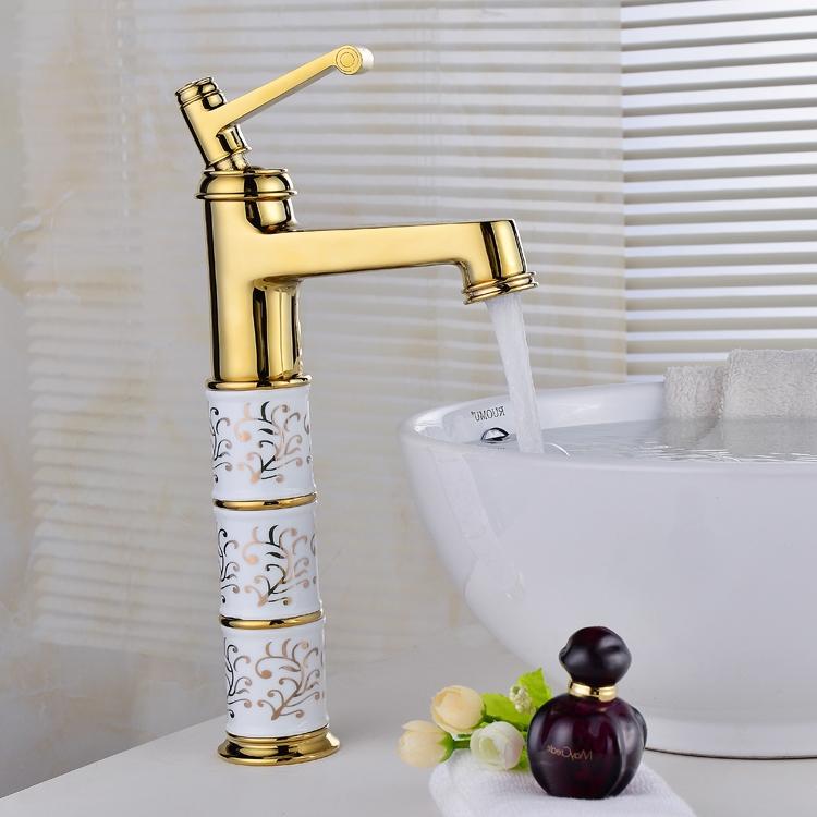 

European gold washbasin tap hot and cold all-copper basin pool antique toilet table basin wash tap