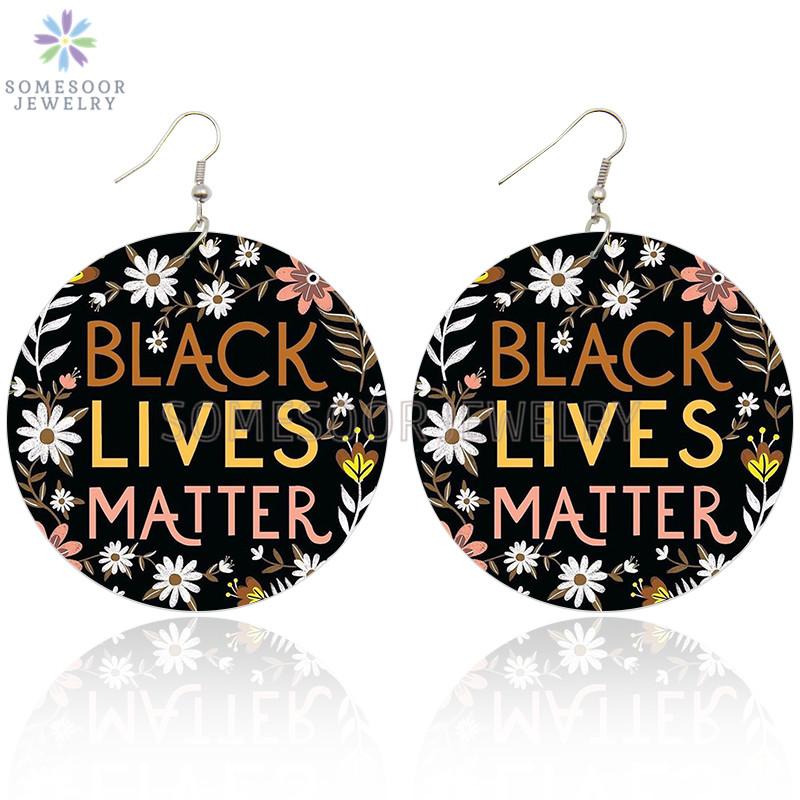 

Dangle & Chandelier SOMESOOR Black Lives Matter Bohemian Wooden Drop Earrings Sunflower Pattern Positive Sayings Printed For Women Gifts