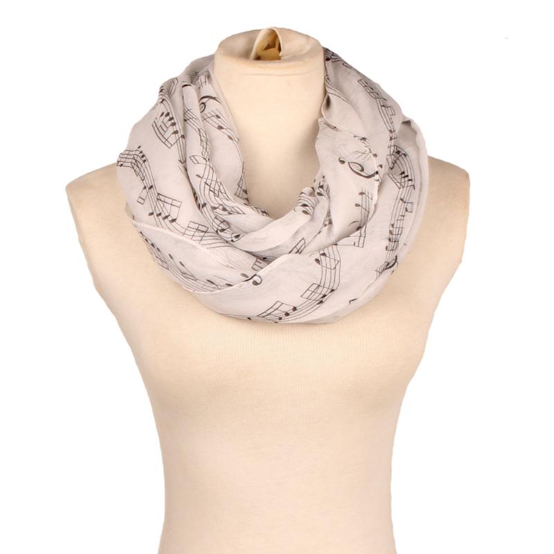 

Women Ring shawl Musical Note Printing Infinity Scarves Female Windproof Winter Warm Collar Lady Soft Paris Yarn neck Scarf