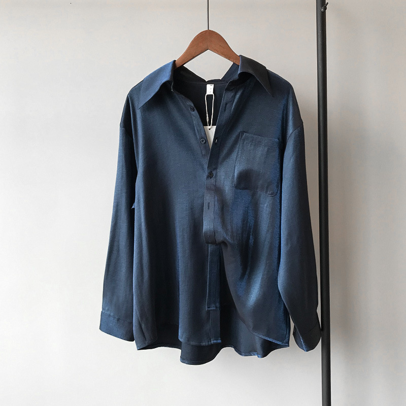 

2021 New Chic Casual Simple Shiny Bling Female Loose Blouse Women Elegant Korean Solid Color Ovesize Shirt Top Lnuj, Pink