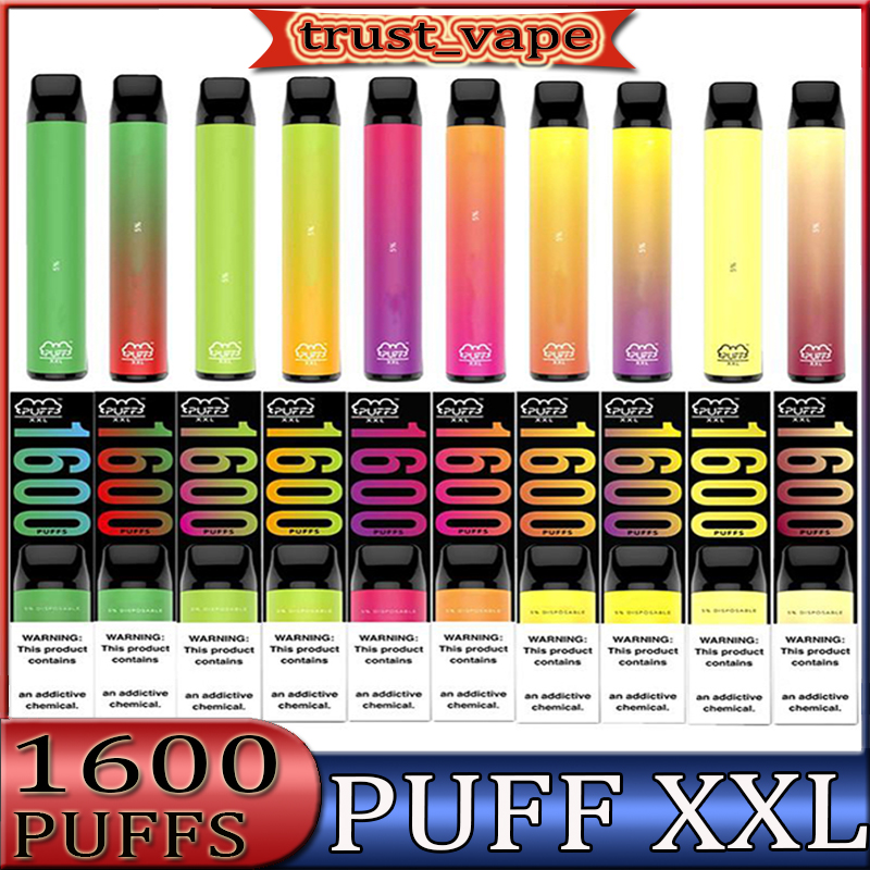 

High Quality PUFF XXL Vape Pen 1600+ Puffs Disposable E Cigarettes starter Kit Pre-filled 4ml Pod Smoking oil Cartridges 10 Colors