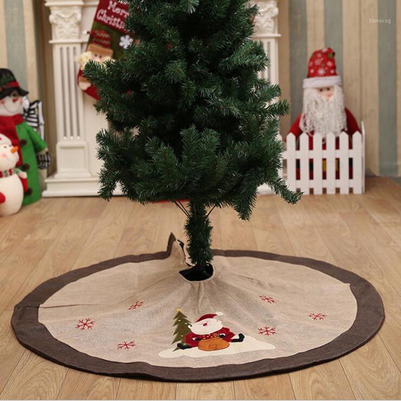 

Round Christmas Tree Skirt Thick Embroidery Sequin Red Christmas Tree Skirts Floor Mat Carpet Decorations1