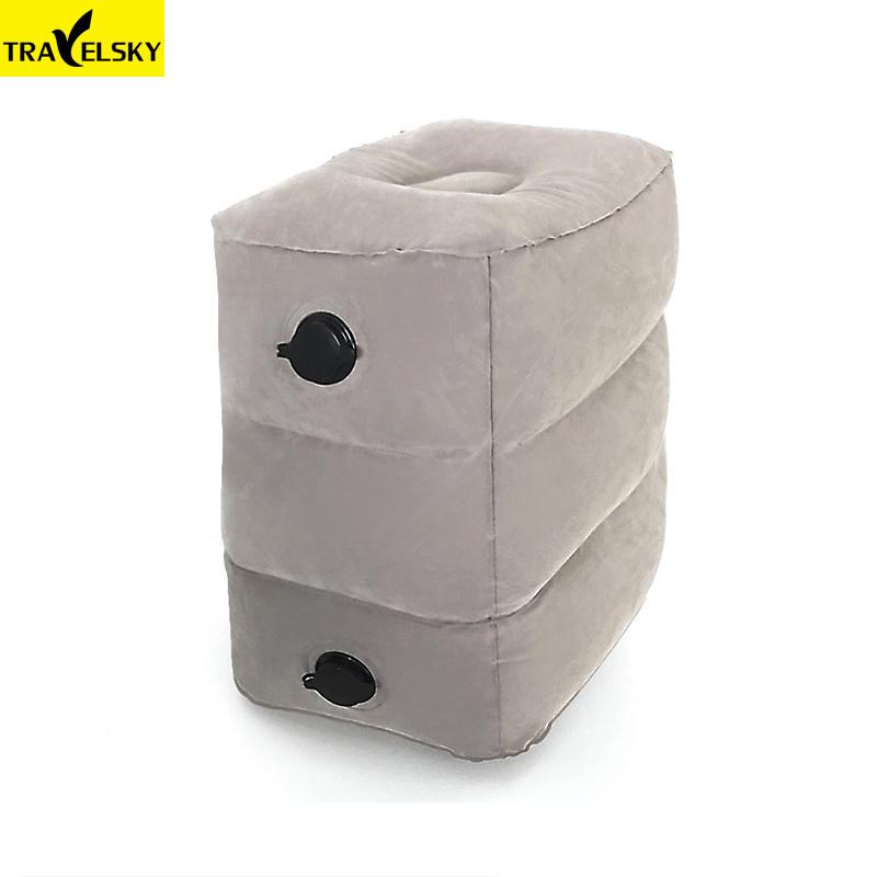 

2020 Hot sales Two Valves Adjustable Height Inflatable Travel Pillow Kid Flight Footrest Pillow Footrest Cushion With Dust Cover