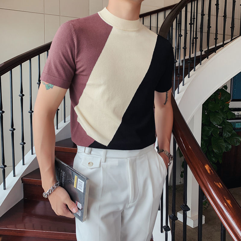 

2020 with Short Shirt Sleeves Knitted of Social Club Outfits Tshirt for Men Q31f, Black