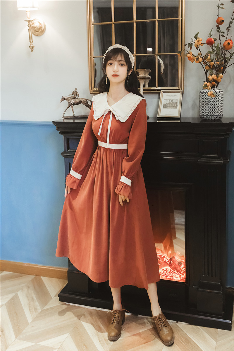 

New Vintage Cotton Velvet Long 2021 Spring Full Party at Night Elegant Dress Women's Mid-calf 6pky, Blue