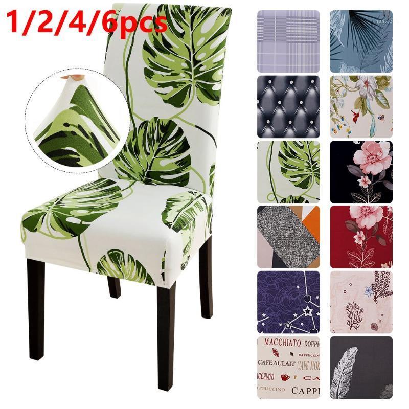 

1/2/4/6 Pcs Dining Chair Cover Spandex Elastic Print Modern Slipcovers Furniture Cover Kitchen Wedding Dining Chair Protector1