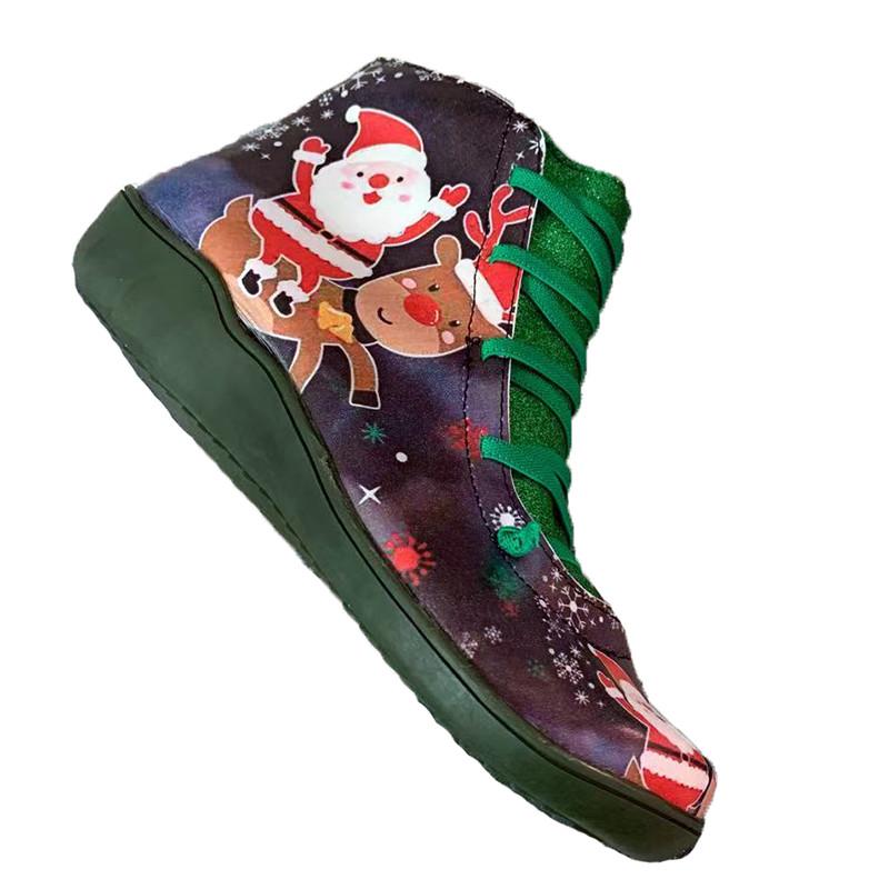 

Vogue Women Winter Snow Boots PU Leather Ankle Spring Flat Shoes Woman Short Botas nice For Women Lace Up Botas Mujer, Black