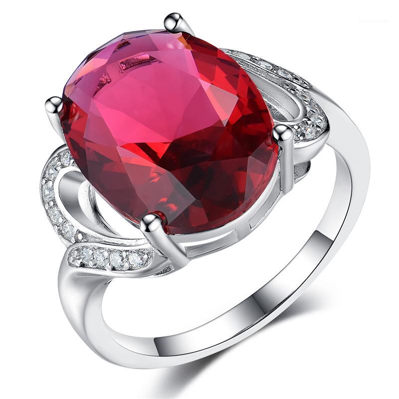 

925 Sterling Silver Ring Luxury Women Big Created Nano Ruby Emerald Sapphire Classic Ring Ladies Gifts Elegant Vintage Jewelry1
