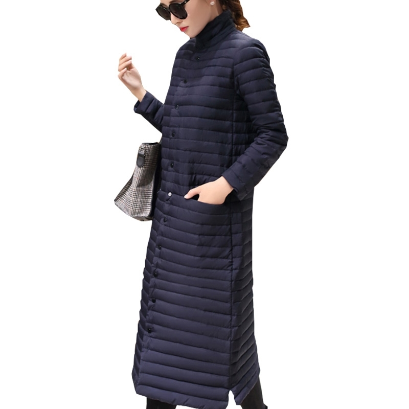 

add plus size -6XL Coat Ultra warm white Duck Down Jacket x-Long Female Overcoat Slim Solid Jackets Winter Coats Parkas Padded Y201026, Gray