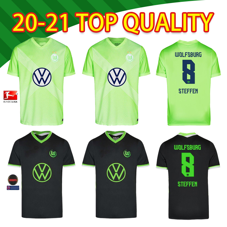 

2020 2021 VfL Wolfsburg Maillot de Foot Home Away Kids kit BREKALO ROUSSILLON Soccer uniform KLAUS XAVER MALLI WEGHORST Football Shirts 20 2, Home patch2