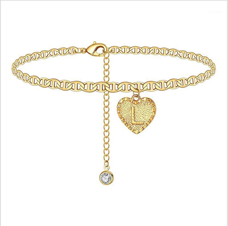 

Heart Anklet Initials Ankle Bracelet For Women Gold Color Zircon Letter Barefoot Accessories Leg Bracelet Chrismas Jewelry Gifts1