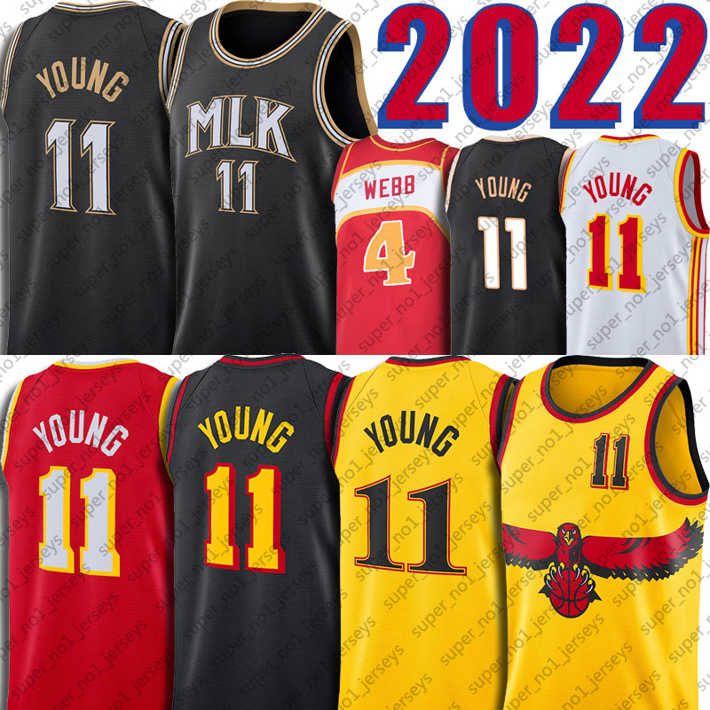 

Trae 11 Young Jersey Basketball Throwback Spud 4 Webb Jerseys 75th Anniversary, Black;red