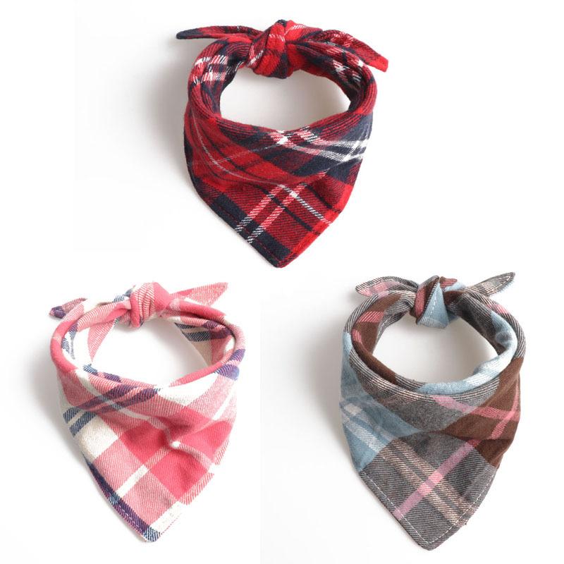 

Dog Bandana and Dog Scarf Reversible Plaid Puppy Pet Bandana Bibs Scarf for Small Medium Large Dogs Adjustable Washable, White