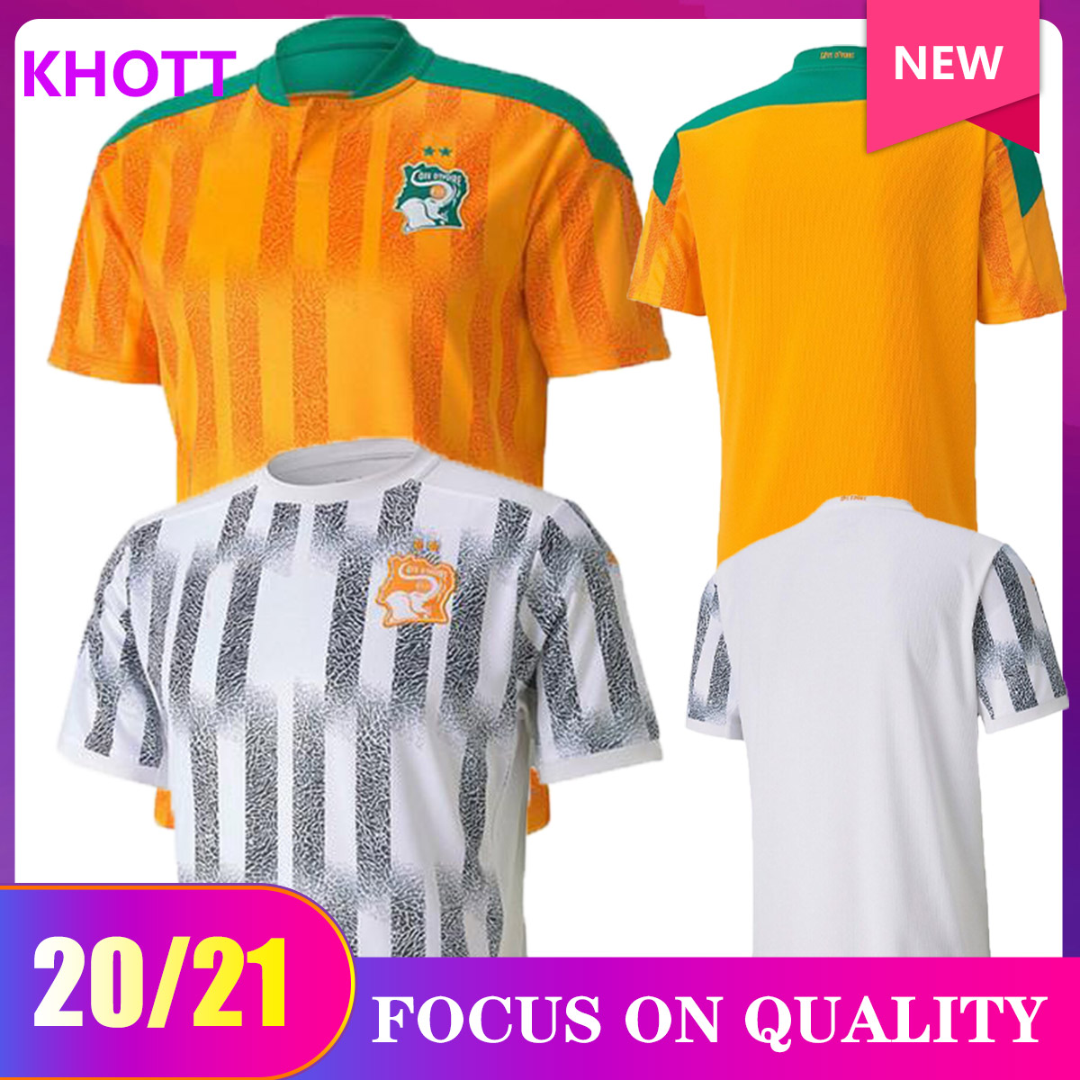 

2020 2021 Cote d Ivoire national team Soccer Jerseys ivory coast DROGBA KESSIE ZAHA CORNET MEN homme Maillot de foot football man Uniforms, Home