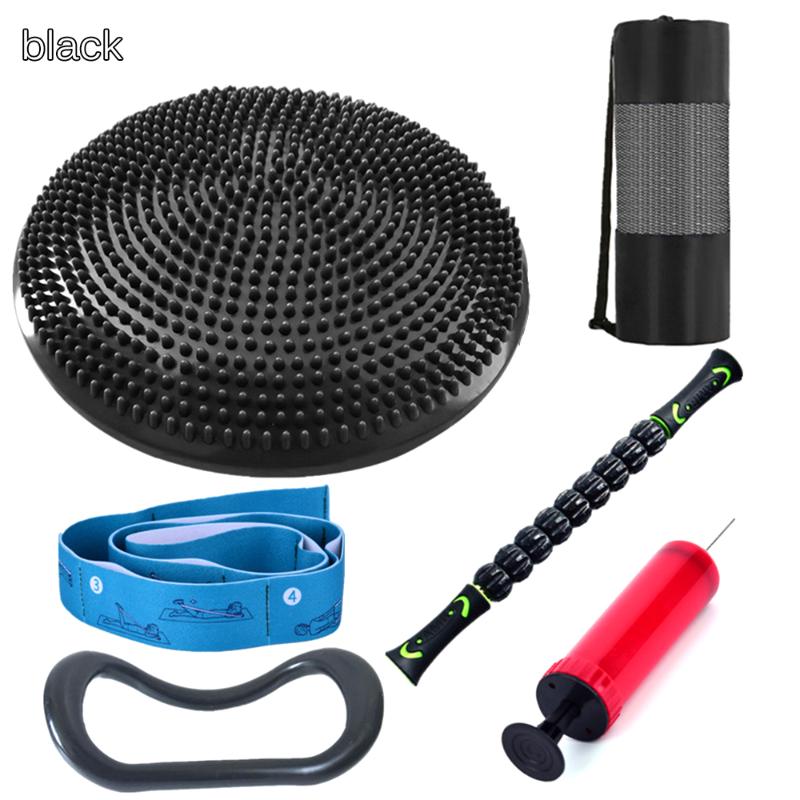 

6 Piece Yoga Pilates Set Kit Thick Yoga Mat Pilate Ball Jump Rope Mat Set Home Training Exercise Equipment, Red