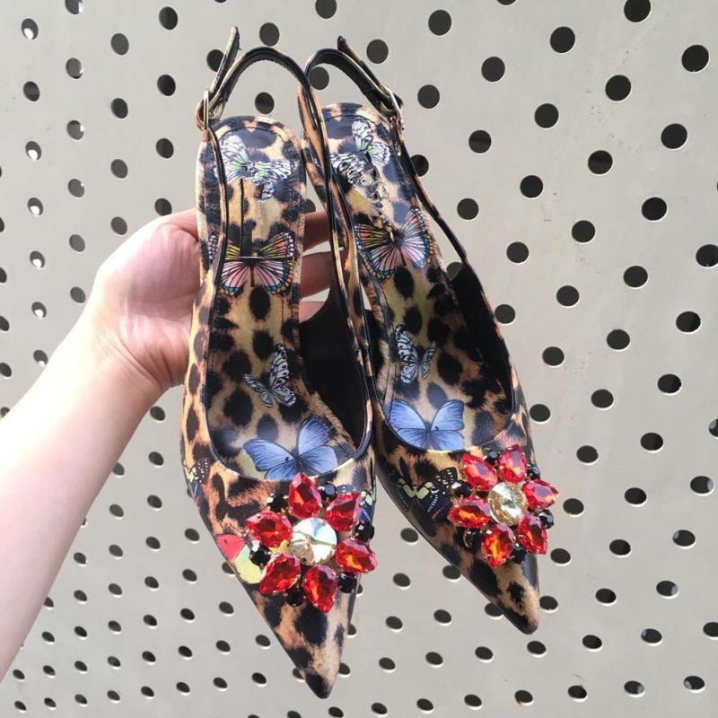 

New Hot Sale Shoes Women Summer Pumps Sexy Mature Crystal Sandals With Heel Pointed Toe Ankle Strap Pumps Zapatos De Mujer, As pic