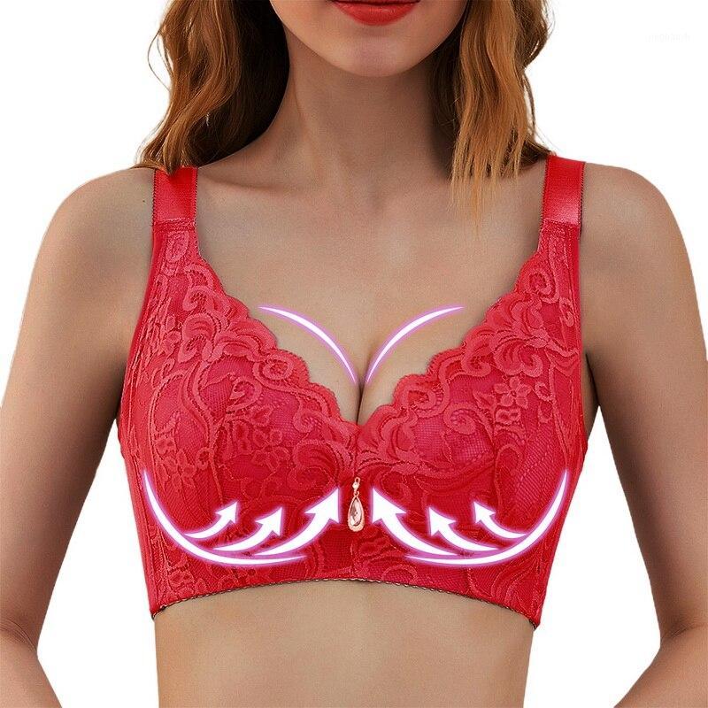 

Women Sport Bra Top Full Cup Sports Underwear Push Up Wireless Adjustable Lace Breast Cover C D Cup Plus Size Lace SportsBras1, Beige