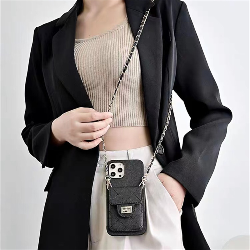 

Crossbody Phone Case With chain for iphone 11 12 13 Pro Max XR Xs max 8 7 plus Wallet card bag Luxury back Cover, White