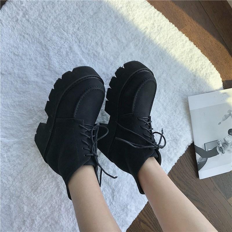 

YMECHIC 2020 Autumn Lace Up Block Thick Sole Platform Combat Boots Woman Shoes Gothic Punk Block High Heel Biker Ankle Boots, Black