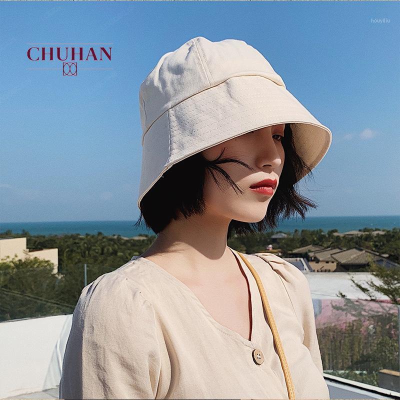 

CHUHAN Summer Foldable Bucket Hat Women Outdoor Sunscreen Cotton Unisex Fishing Hunting Cap Basin Chapeau Sun Prevent Hats J2021
