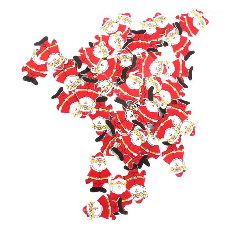 

Christmas Decorations 50 Pieces Wood Decor Santa Claus Ornaments Hanging Pendant Gift1