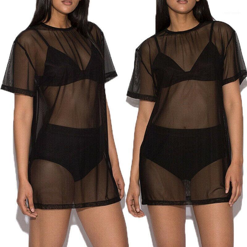 

Women Girls Mesh Beachwear Bikini Cover Up Sexy See Through Beach Dress Swimwear1