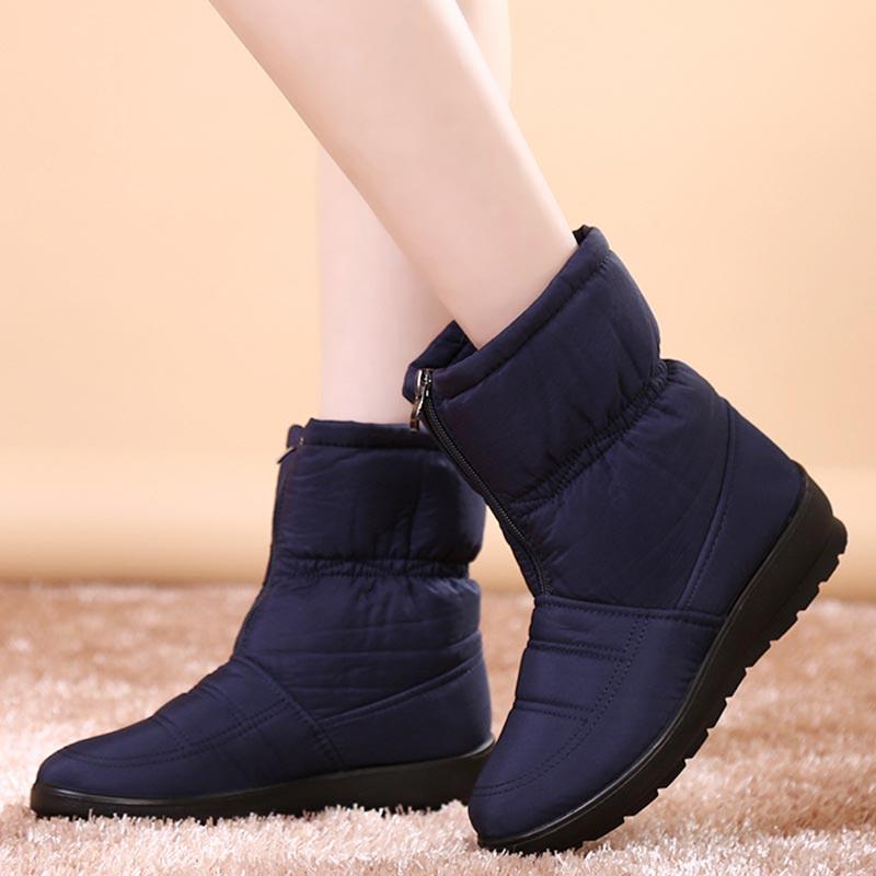 

New Women Boots 2020 Boots Waterproof Warm Ankle Snow Ladies Shoes Woman Warm Fur Botas Mujer Casual Booties, Army green
