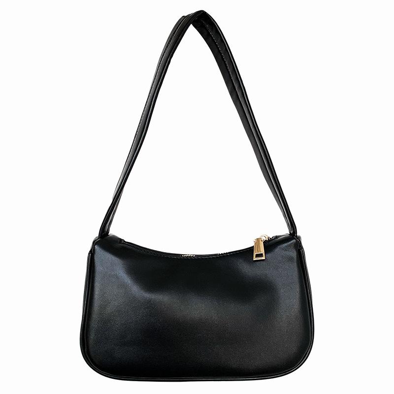 

2021 New Bag Fashion All-match Atmospheric Female Bag Solid Color Soft Surface Broadband One-shoulder Portable Pillow, Black