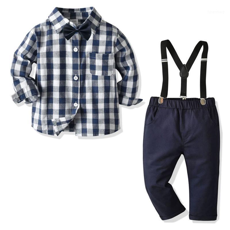 

3-8 Years Old Fashion Kids Clothing Sets Boy Gentleman Suit Long Sleeve Shirt+Overalls 2Pcs Clothes Outfits Tuxedo Kid Toddler1