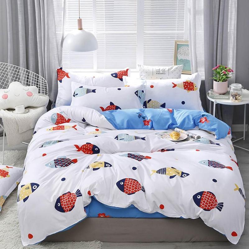 

2020 Colorful Fishes Bedding Sets Microfiber Brush Polyester Bedlinens  Full Queen King Duvet Cover Set Pillowcases, 20193588