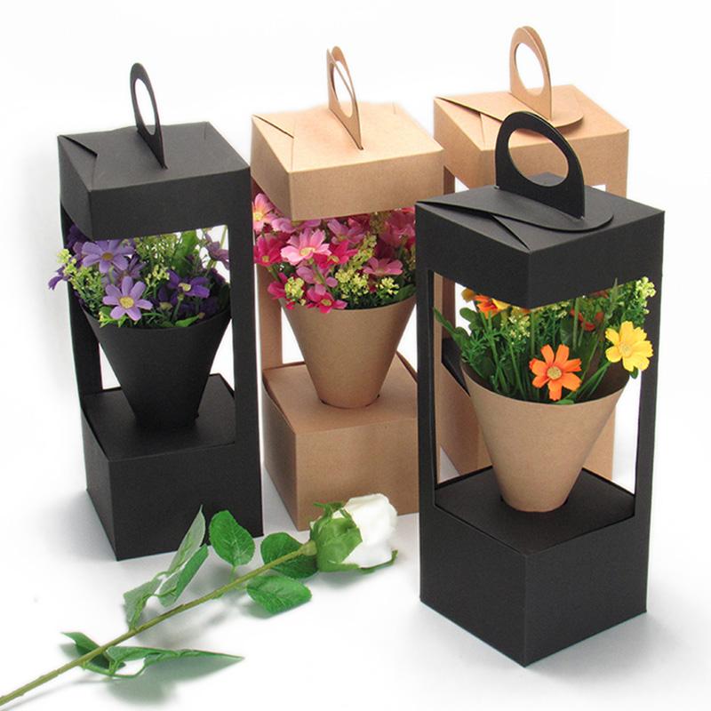 

10pcs Flowers Packaging Valentine's Day Gift Box Floral Gift Bag lighthouse design Creative folding floral Packing Box