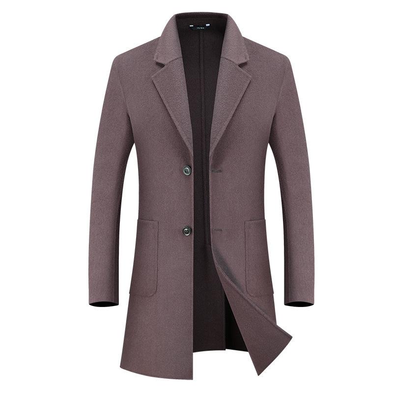 

Double sided, han edition more leisure coat man long version contains wool woolen cloth Steve winter coat, Black