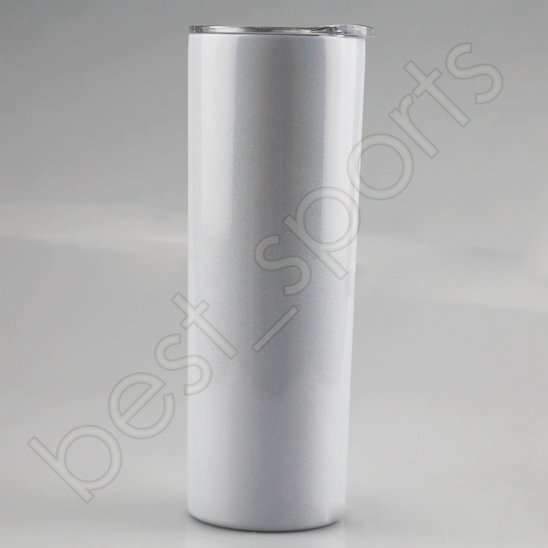 

20oz Glitter Sublimation Tumblers 7 Colors Stainless Steel Glitter Heat Transfer Mugs With Lid and Plastic Straw SEA SHIPPING CCA12617, As picture