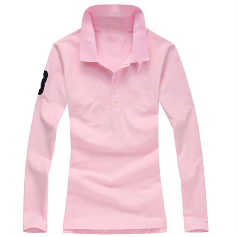 

Top Quality New Women' Big Horse Long Sleeve Shirts 100%cotton Casual Solid Ralp Lady Tees Fashion Femme, Army green