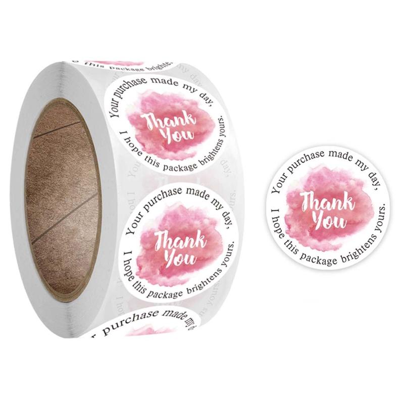

500Pcs/Roll Round Thank You Stickers Wedding Party Handmade Scrapbooking Gift Packaging Seal Labels Stationery Decor