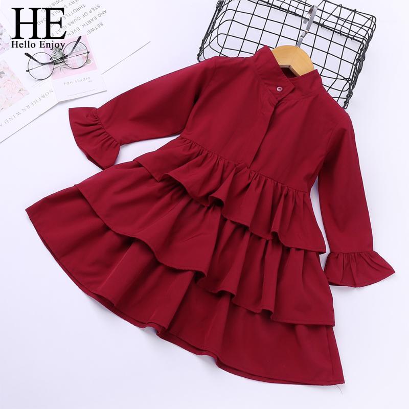 

HE Hello Enjoy Girl Red Newborn Dresses Toddler Girls Clothes Summer Autumn Party Princess Pageant Dress For Kids Vestidos 2-6Y1, Le020