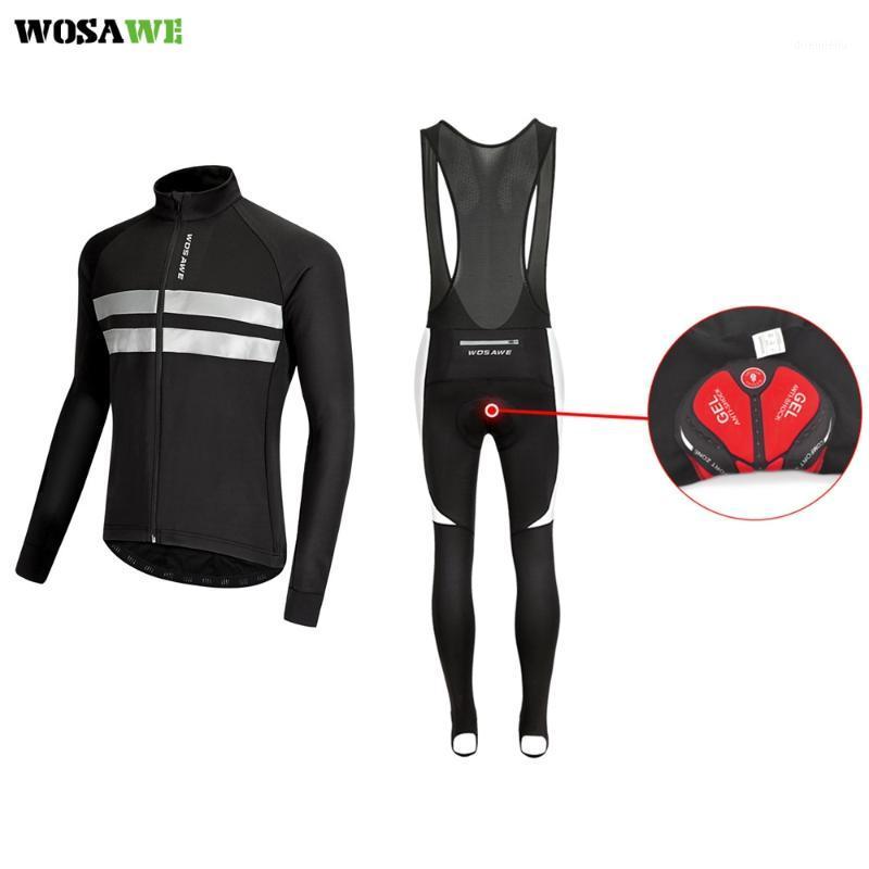 

WOSAWE Unisex Winter Thermal Fleece Cycling Clothes Long Sleeve Jersey Suit Bib Pants Set MTB Clothing Pro Team Ropa Ciclismo1, 3d gel pad