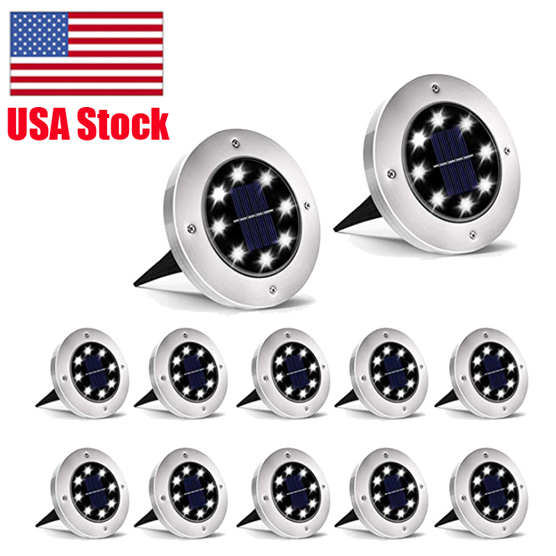 

USA Stock Underground Light 8 LED Solar Power Buried Light Under Ground Lamp Outdoor Path Way Garden Lawn Yard Outdoor Lighting