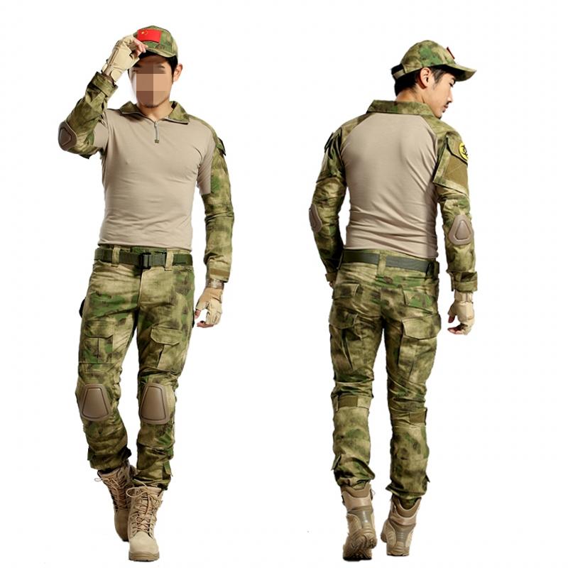 

Army Tactical Uniform Camo Combat BDU Suit Men Camouflage Sniper Shirt Pants Knee Elbow Pads Hunting Clothes, As pic