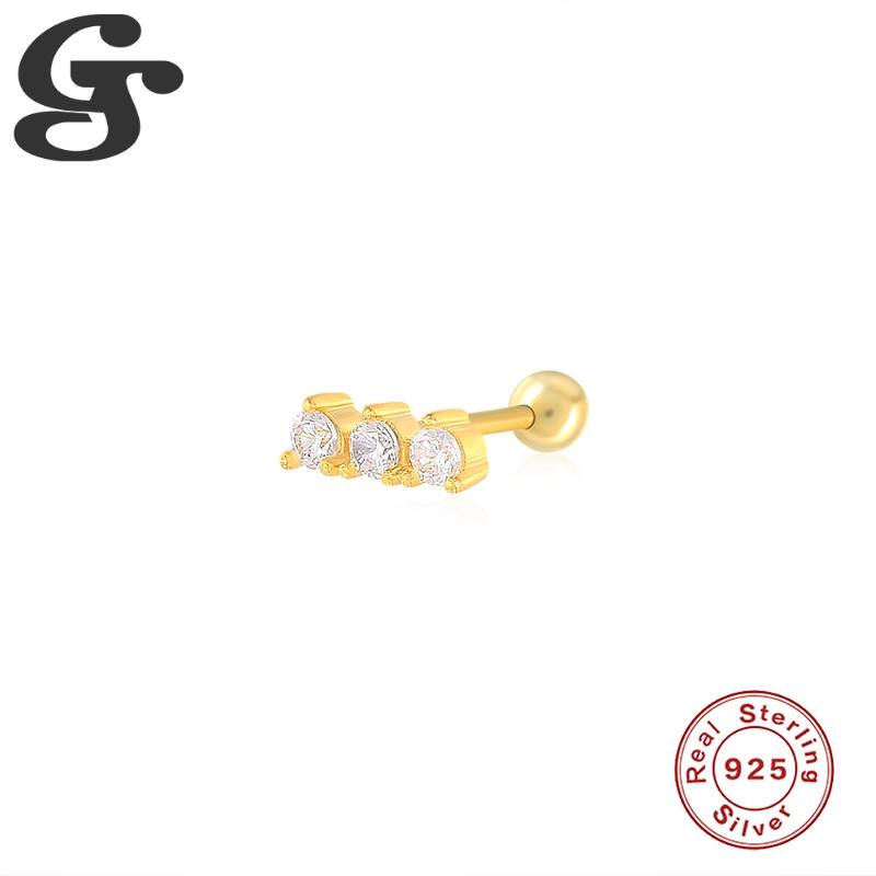 

Stud GS Zircon Earrings Made Of 925 Sterling Silver Piercing Ear Rings Simple Delicate Light Luxury Western 2021 Women Trend