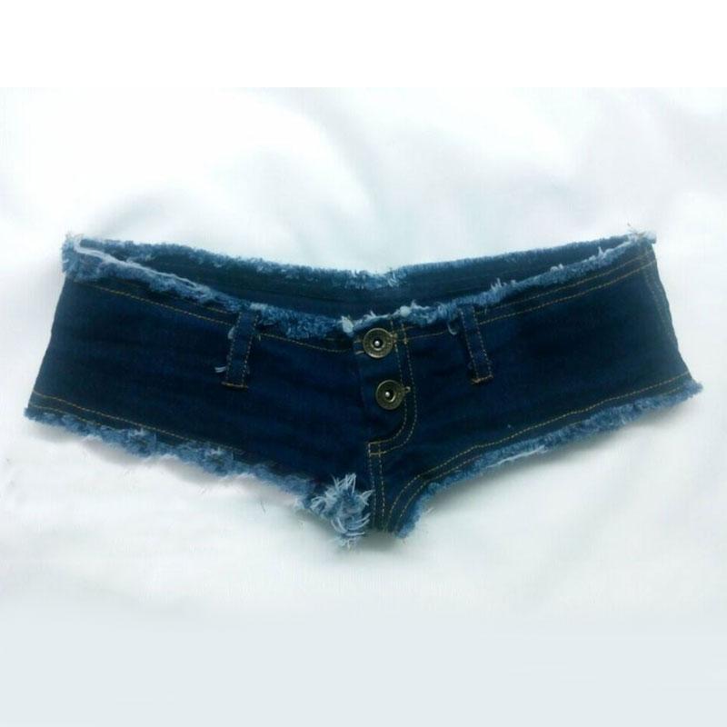 

Sexy Low Waist Sexy Jeans Shorts Micro Mini Shorts Crotch Thong Detail Jeans Super Tight Temptation Erotic Clubwear, Blue