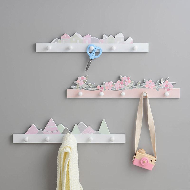 

Wall Decorations Home Accessories Children Kids Room Hanger Wood Key Coat Clothes Towel Hooks Hat Handbag Holder Home Coat Rack