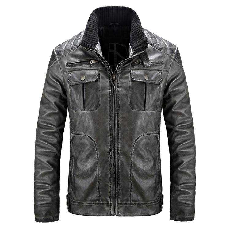 

Winter Autumn Leather Mens Padded Biker Motorcycle PU Jacket Men Coat Casual Slim Fit Brand Clothing J6T786, Brown