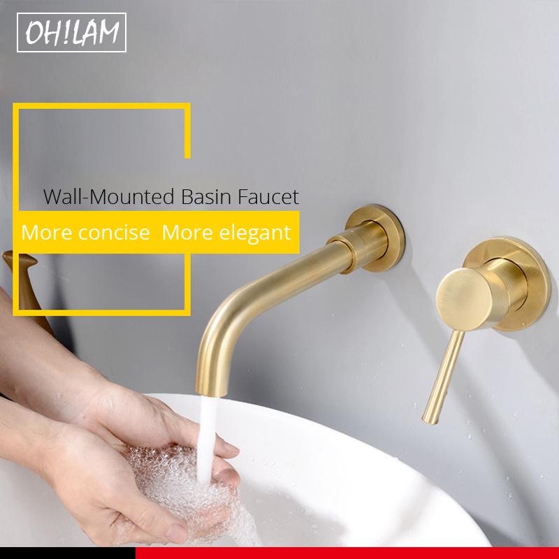 

Luxury Gold/Black Bathroom Faucet Single Handle 5 Star Hotel Wall Mounted Hot/Cold Sink Taps Swivel Bathroom Basin Mixer Faucet