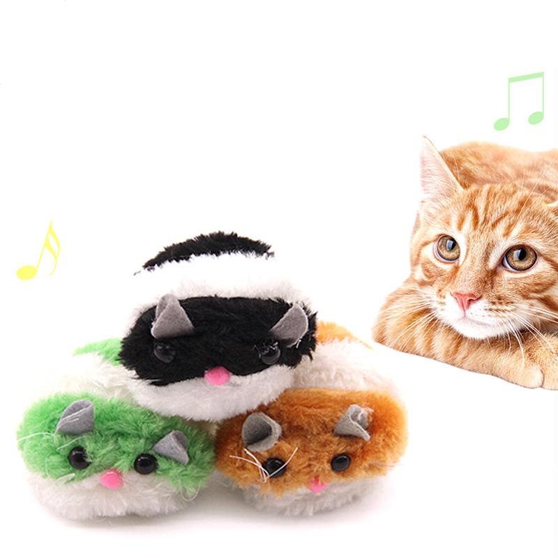 

1 Pcs Moving Plush Mouse Toy For Cat Funny Rat Playing Kitten Pet Plush Pull Ring Vibration Play Toys Color Random