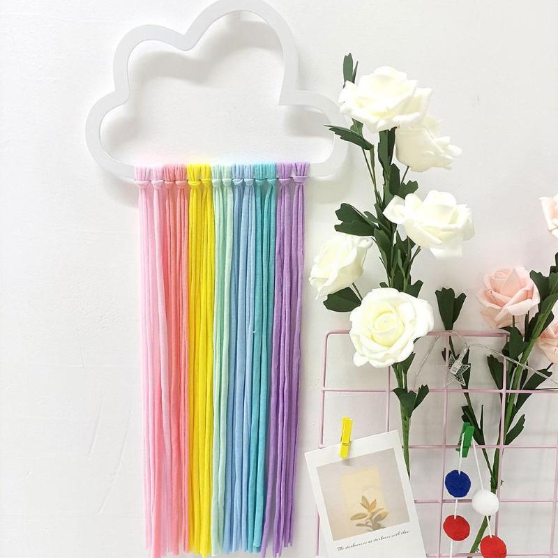 

Hair Accessories Clips Organizer Strip Cute Cloud Rainbow Hanging Storage Belt For Girls Hairpin Barrette Hairband Holder Accessor Y1n2, Slivery;white