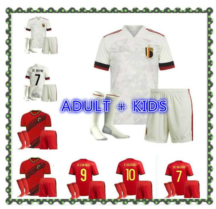 

ADULT KIDS KIT 2020 Belgium soccer jersey HAZARD LUKAKU DE BRUYNE home away football shirt BATSHUAYI KOMPANY men kids kit maillot de foot, Gold
