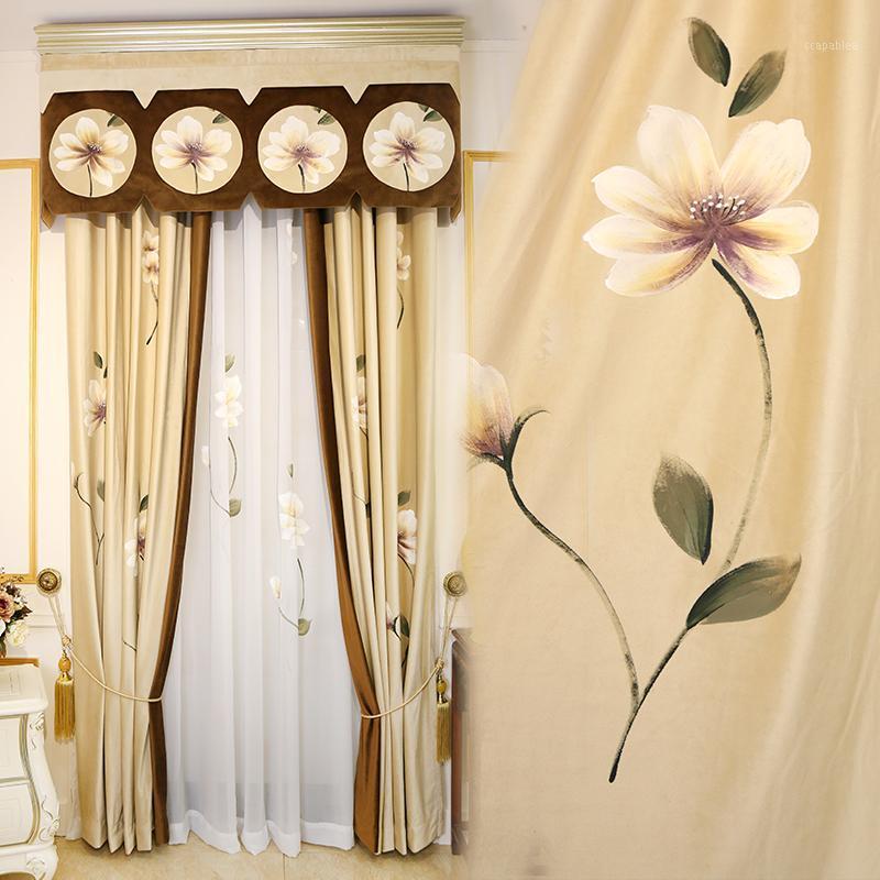 

New Chinese style living room curtain Chinese style curtain high grade flannel bedroom shading1, Tulle
