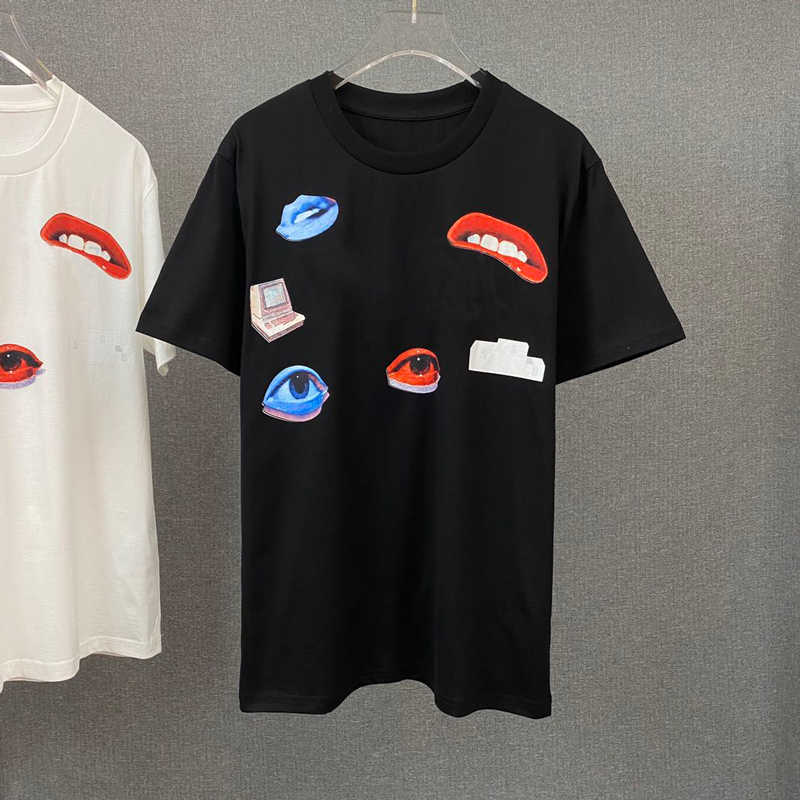 

2021 New Arrival Men Women T Shirt with Letter Printed Fashion Mens Round-neck T Shirts Casual Streetwear Womens Tees 2 Colors, Black