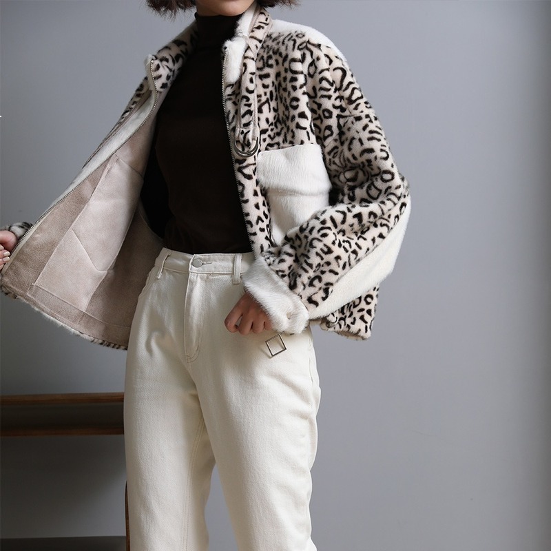 

2021 New Imitation Female Short Winter Leopard Stitch Gold Mink Skin Hair of a Soft Garment Hot Fashion Jacket F94 S9l6, Leopard print.